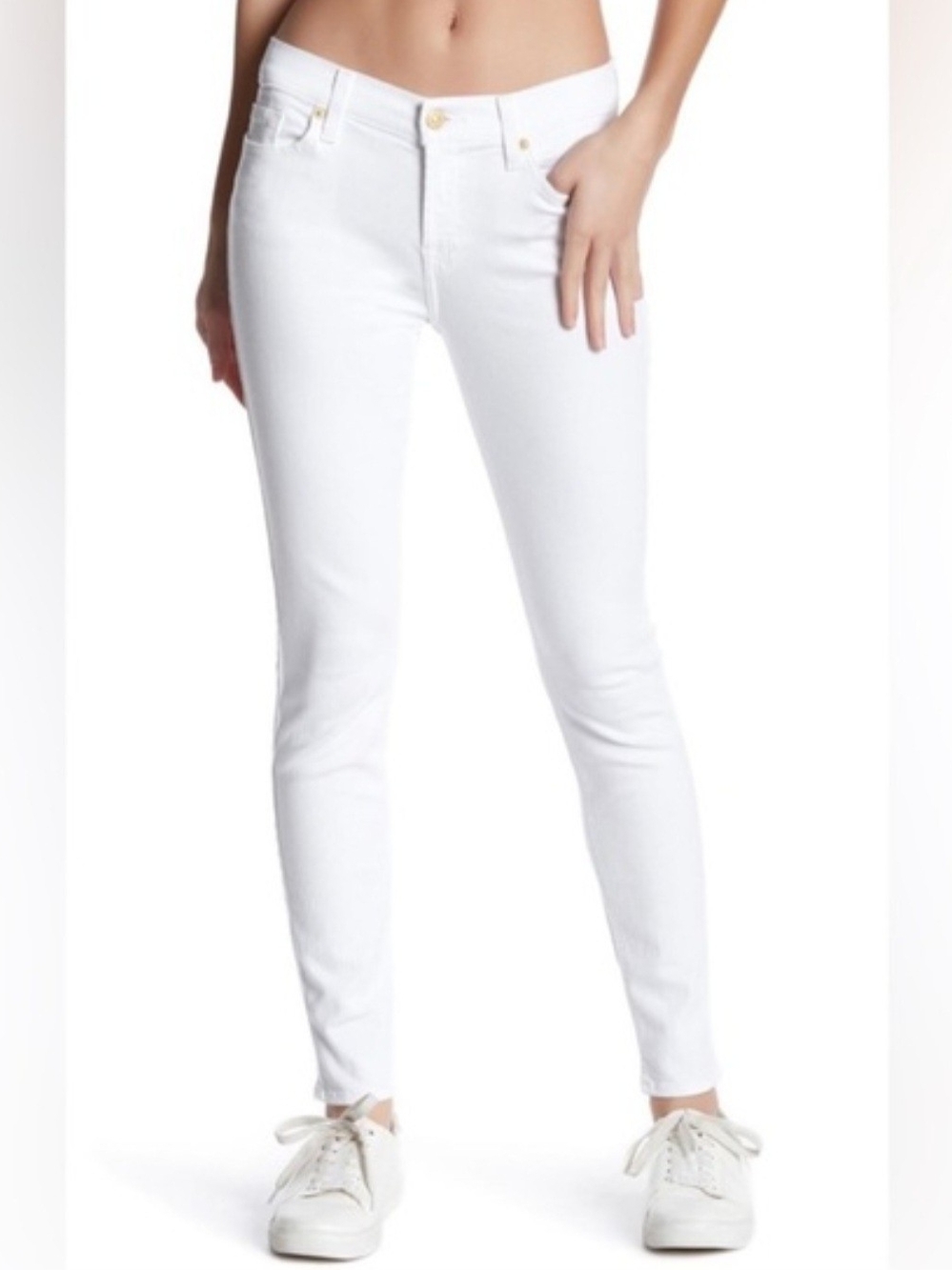 7 For All Mankind White Skinny Jeans - Slim Stretch Fit